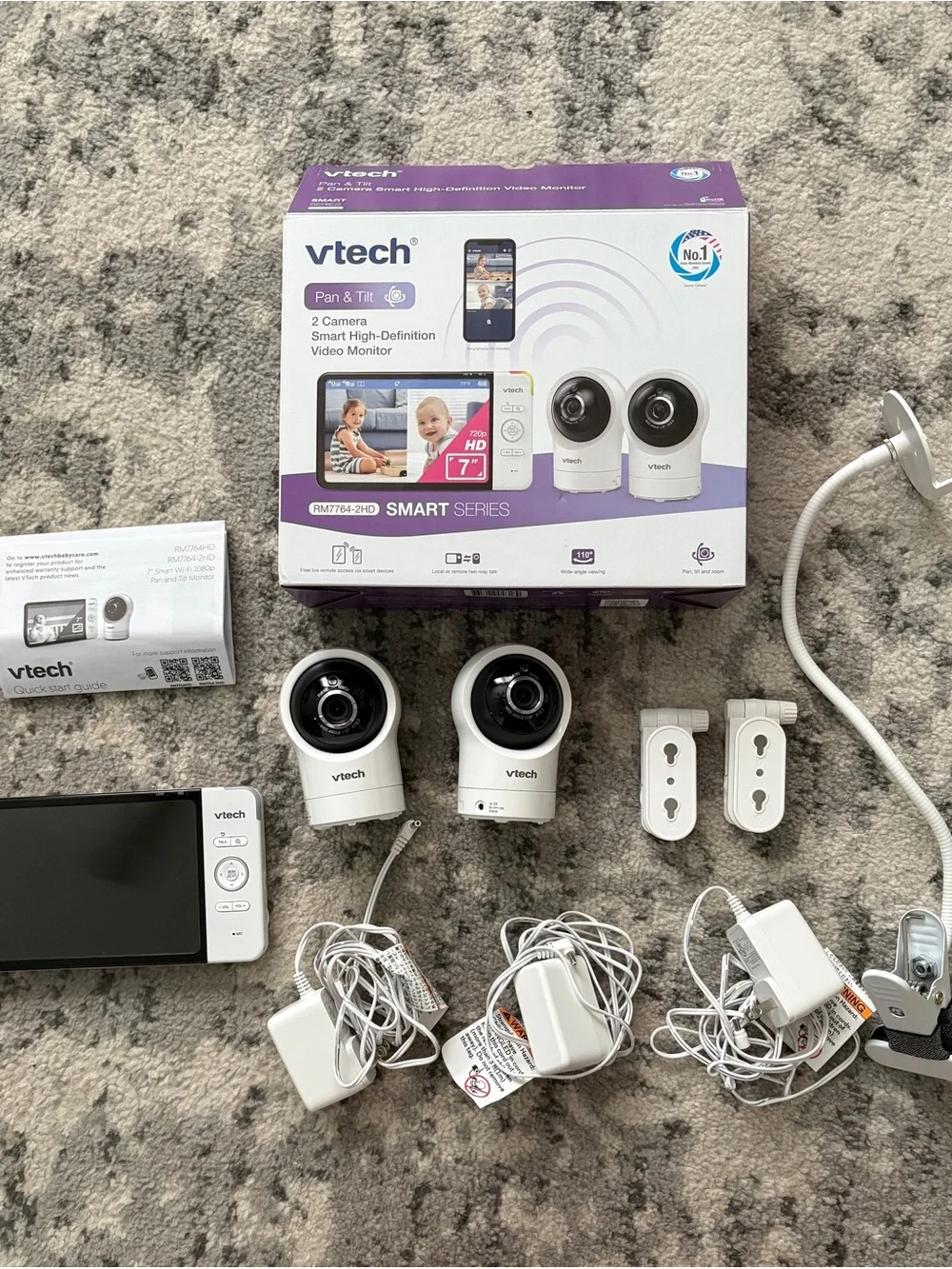 VTech Smart Series 2-Camera Baby Monitor - White